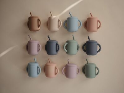 Mushie Silicone Plate, Spoon & Training cup with straw