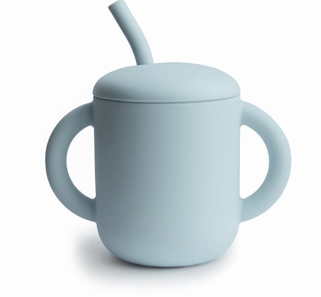 Mushie Silicone Plate, Spoon & Training cup with straw